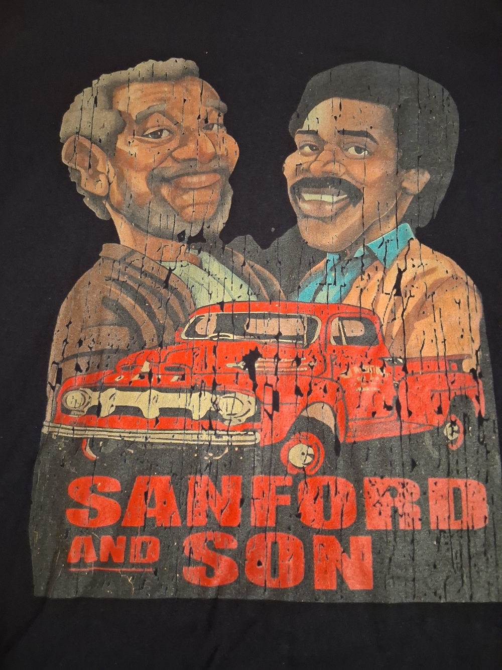 Gildan Black Sanford and Son Graphic Tee with Red Print - Picture 3 of 4